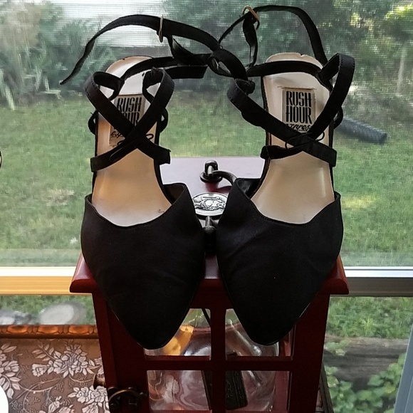 Satin Criss Cross Ankle Strap Heels - Picture 3 of 6